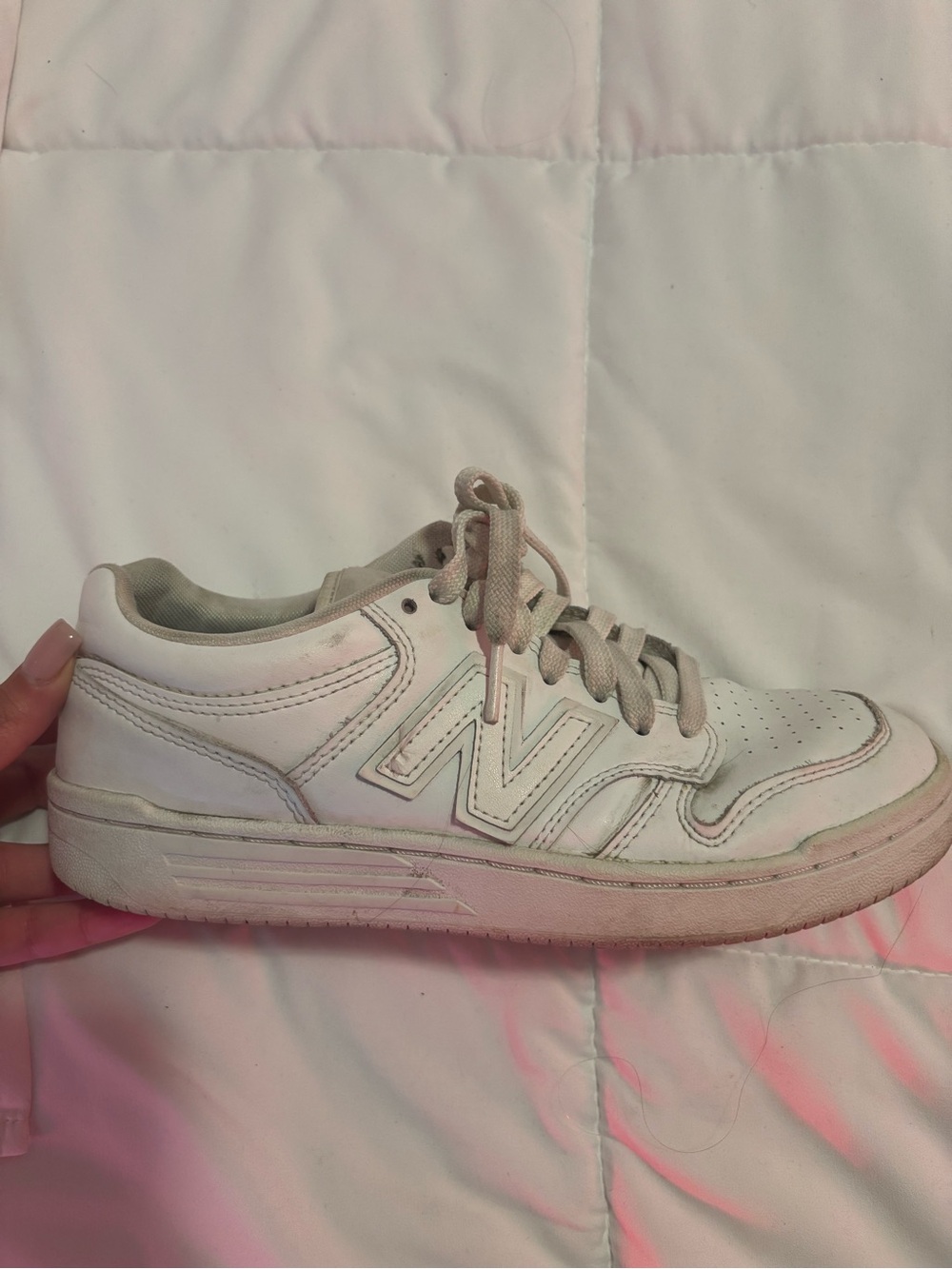 New Balance Kids White Low-Top Lace-Up Sneakers